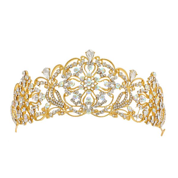 

wedding party 15x7cm tiaras beaded flower leaf headwear of bride crown diamond headwear for bride acting initiation graduation rs-53, White;golden