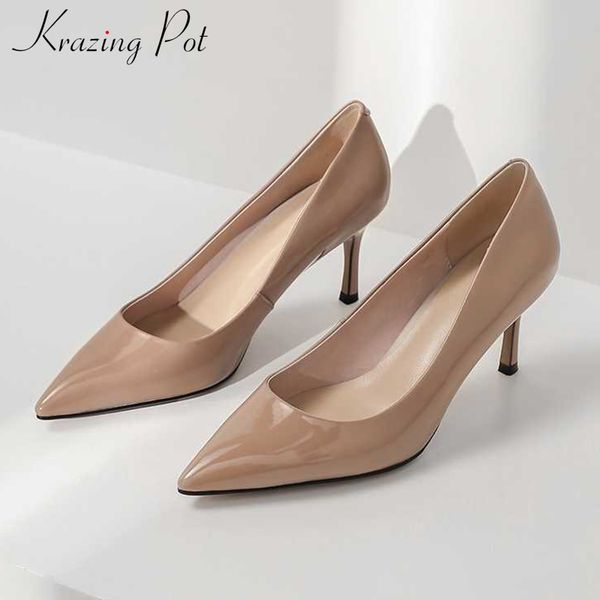 

krazing pot solid classic basic ladies shoes pointed toe stiletto high heels women fashion elegant daily wear slip on pumps l17, Black