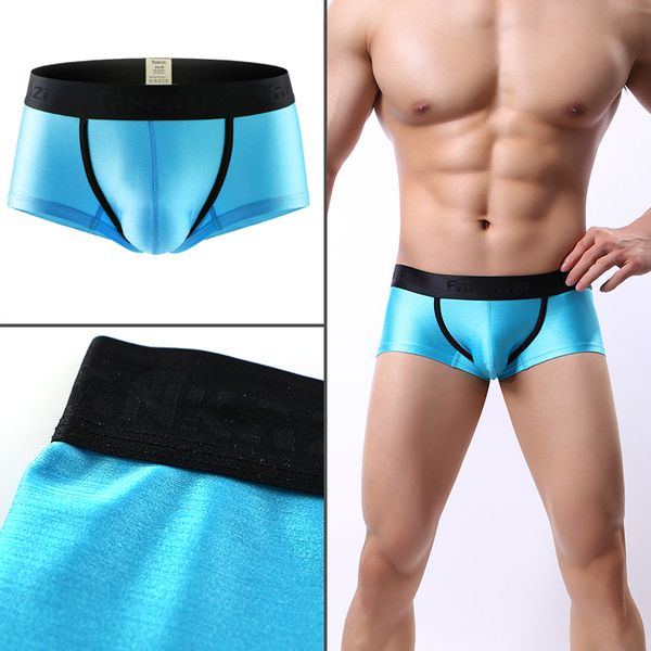 

men's ice silk underwear boxer shorts nylon soft comfortable underpants panties breathable pouch u convex low waist men boxershorts, Black;white
