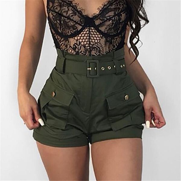 

short femme shorts for women casual a line short pants new high waistband summer green shorts pants loose beach belt short trousers, White;black