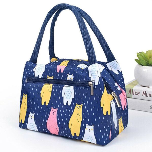 

portable insulated lunch box bag picnic tote cooler for women ladies girls kids, Blue;pink
