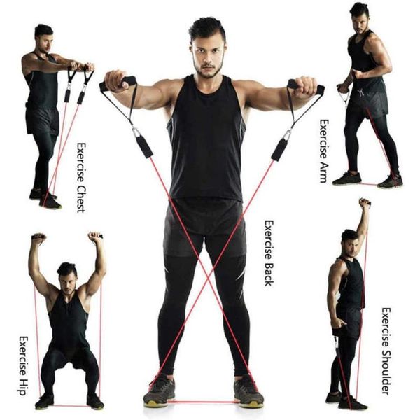 

11pcs/set resistance bands set latex tubes pedal yoga exercise fitness stretch training home gyms workout elastic pull rope