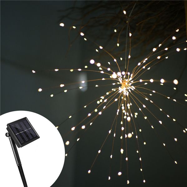 

200 светодиодов DIY висит Starburst String Light на солнечных батареях фейерверк медь Фея стро