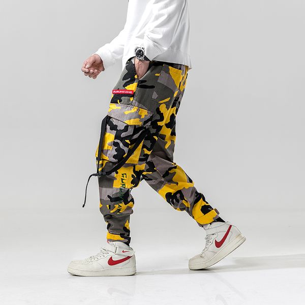 

2019 autumn hip hop camouflage moletom masculino joggers pants male trousers mens joggers cargo pants men pantalones hombre, Black