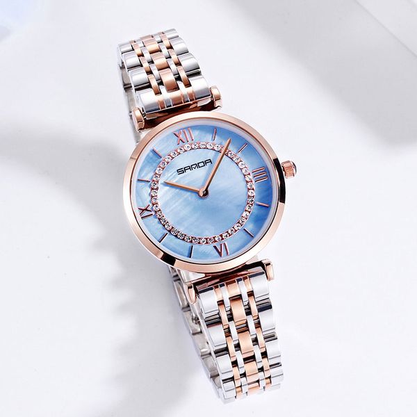 

p1011 fashion watch female trend star diamonds women watch waterproof steel band korean simple girls, Slivery;brown