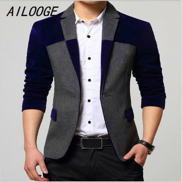 

ailooge 2017 new 2017 blazers men fashion men's blazer suit dress patchwork suits for men blazers business jacket masculino, White;black