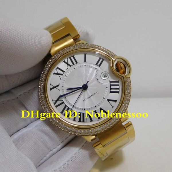 

3 color original box mens 42mm 18k yellow gold diamond bezel roman numerals watch we9007z3 we9007z3 we9008z3 we9009z3 bracelet watches, Slivery;brown