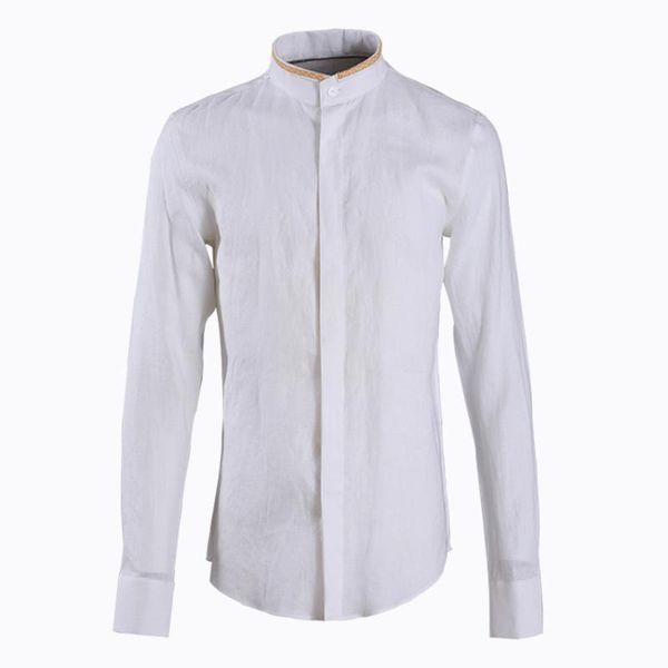 

flax collar gold pattern cotton and linen shirt male middle guofeng men's wear men's wear male shirt brand, White;black