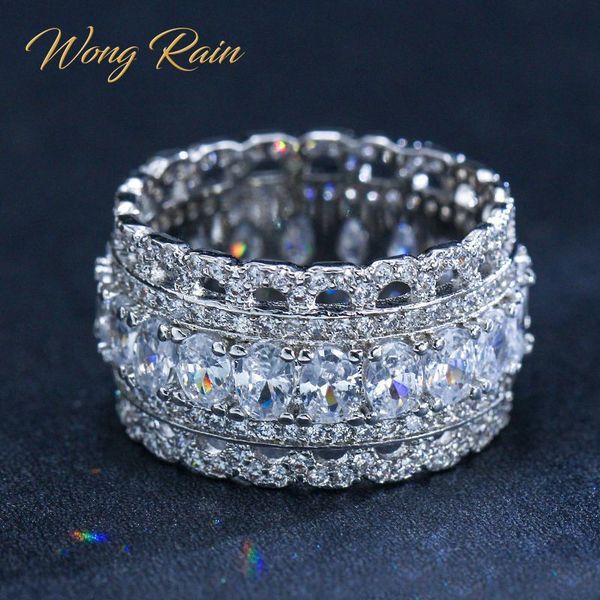 

wong rain luxury 925 sterling silver created moissanite gemstone wedding engagement party diamonds ring fine jewelry wholesale, Slivery;golden