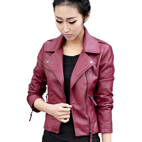 

jacket woman womens coats new women jacket 2019 spring autumn jacket red fashion soft pu leather short outwear s 2xl, Black;brown
