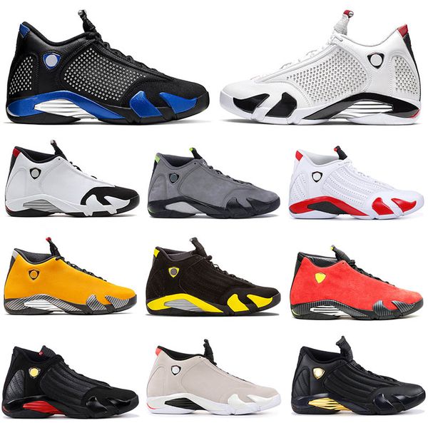 

fashion mens basketball shoes 14 reverse ferr yellow candy cane jumpman 14s red suede thunder desert sand men sneakers designer shoes