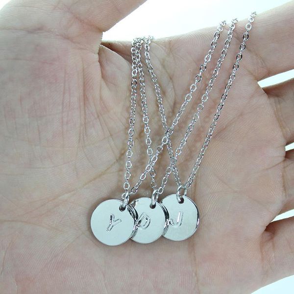 

a-z english initiial necklace silver gold chains coin letter designer jewelry women necklace designer necklace will and sandy jewelry