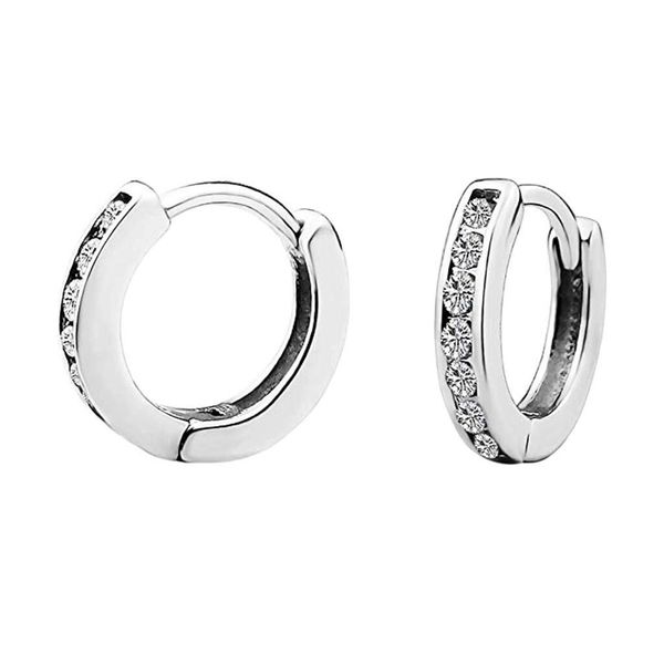 

new fashion earrings jewelry 13mm 925 sterling silver zirconia hinged hoop earrings kolczyki huggie for women gifts brincos #c10