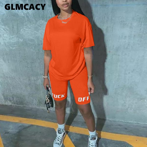 

women two piece matching sets letter printed o-neck short sleeve t-shirt & high waist bodycon short suit, White