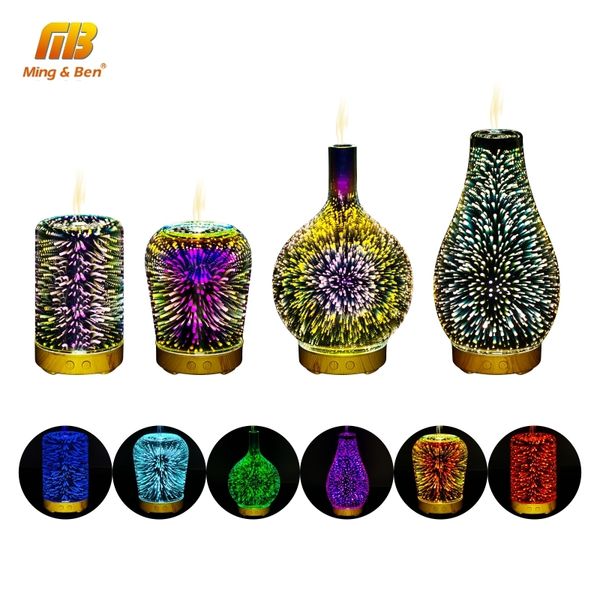 

3d colorful fireworks led night light air humidifier aroma oil diffuser for home led mist ultrasonic sprayer aromatherapy lamp