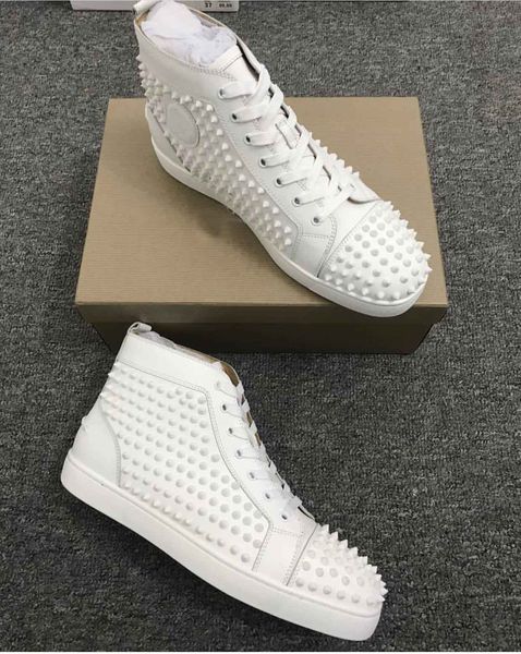 

originals box,eu35-47] luxury spikes red bottom sneakers outdoor rivets men,women white,black leather casual walking party wedding