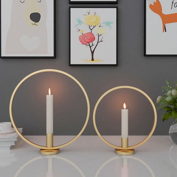 

candle holder ring shape metal iron decorative candlestick for party wedding dining centerpiece table ornaments home decor