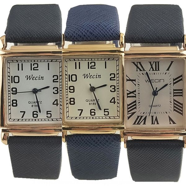 

wecin personalized rectangle roman dial women's belt simple quartz watch quartz watch, Blue