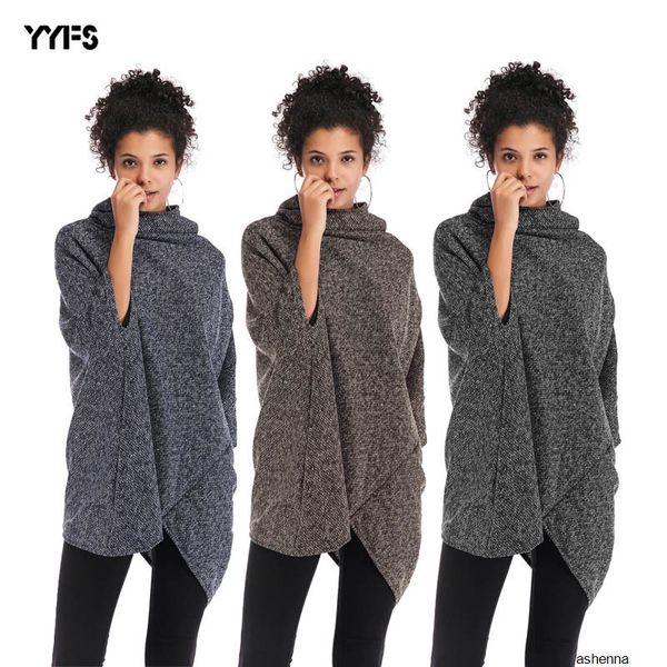 

womens designer sweater irregular hem high collar coat female bat sleeve cloak sweaterj4gi mzdo, White;black