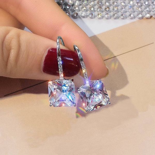 

fashion sparkly zircon earrings for women korean simple earring jewelry party bijoux silver color