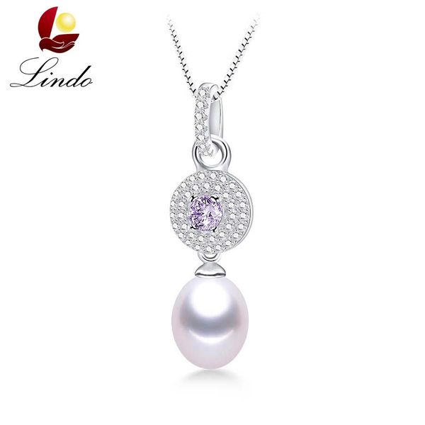 

crystal 925 sterling silver necklace women 100% natural pearl pendant with chain elegant solid silver jewelry lindo