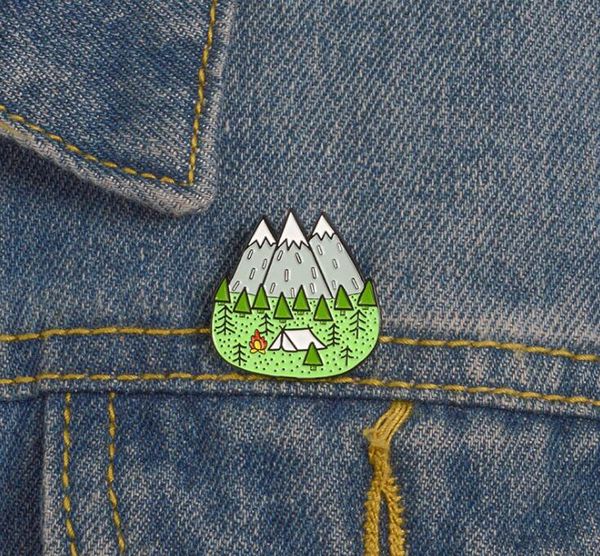 Dağlar Ahşap Orman Broş Tepe Doğa Orman Kamp Macera Amatör Emaye Pin Badge Şapka çanta aksesuarları moda takı SHU61