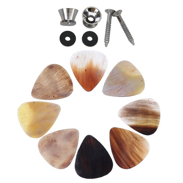

exquisite 8pcs guitar finger picks plectrums+2pcs strap lock buckle set