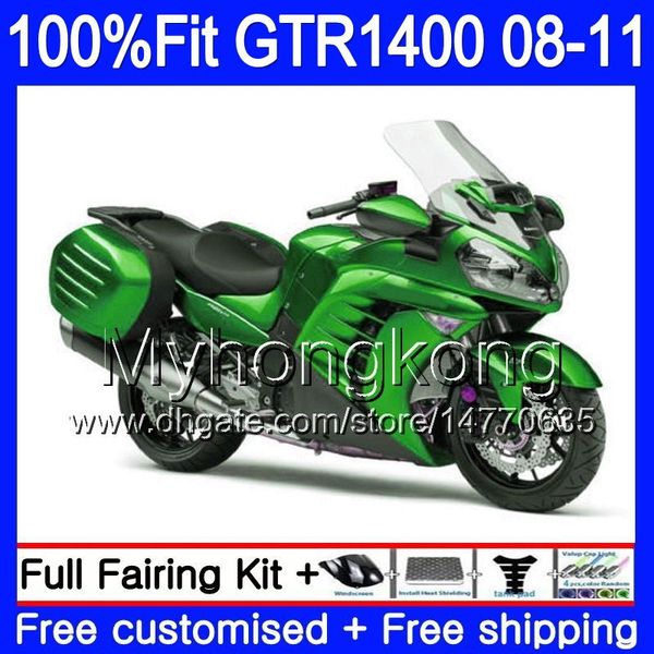 Corpo stampo ad iniezione per KAWASAKI GTR1400 08 09 10 11 255HM.0 GTR-1400 08 11 GTR 1400 2008 2009 2010 2011 Kit carenature Verde lucido caldo