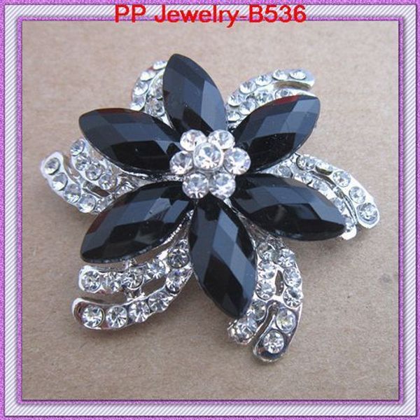 

flower brooch popular ornaments black resin crystal drill silk scarf buckle, Gray