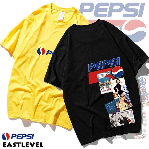 

ete tide brand man t pity pepsi cola jointly fund pure cotton easy lovers student ins short sleeve, White;black