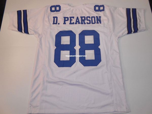

retro custom sewn stitched #88 drew pearson white mitchell & ness jersey men's football jerseys running, Black;blue