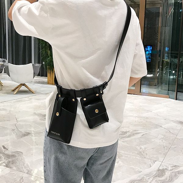 

classic trendy shoulder messenger bag for women fashion vintage waist bags pu leather simple casual multifunction mini chest bag