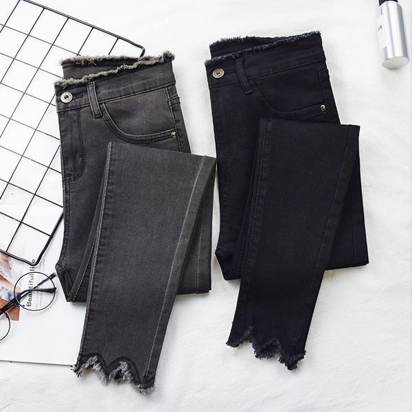 

women designer pants ladies jeans women 2019 jeans high elastic jeans female washed denim skinny ankle pencil pants streetwear trousers, Blue