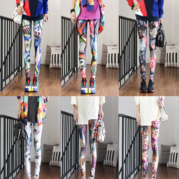 

fashion leggings casual highly elastic and colorful leg warmer fit print sporting workout athletic leggins pants trousers le402, Blue