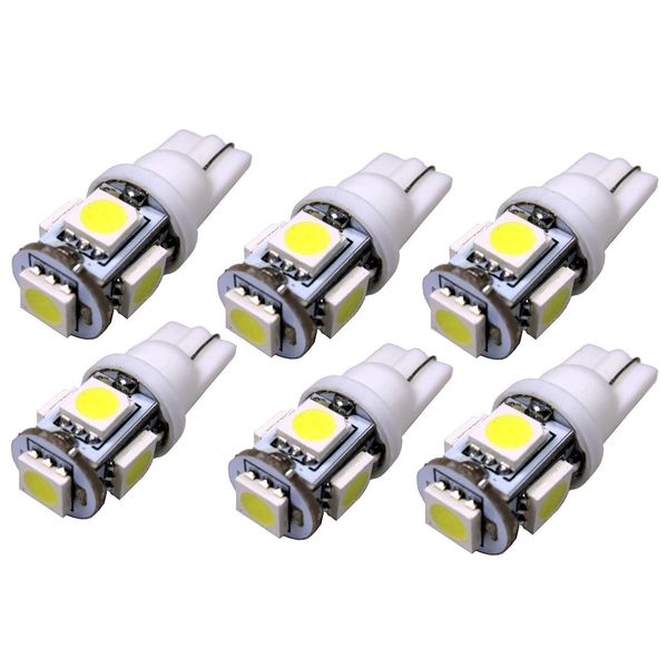 

6pcs t10 w5w 158 194 2.5w 5050 5smd led bulb car epistar led clearance light