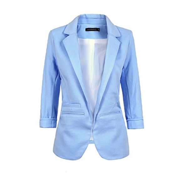 

women candy color slim fit stylish 3/4 sleeves suit jacket coat fdc99, Black;brown