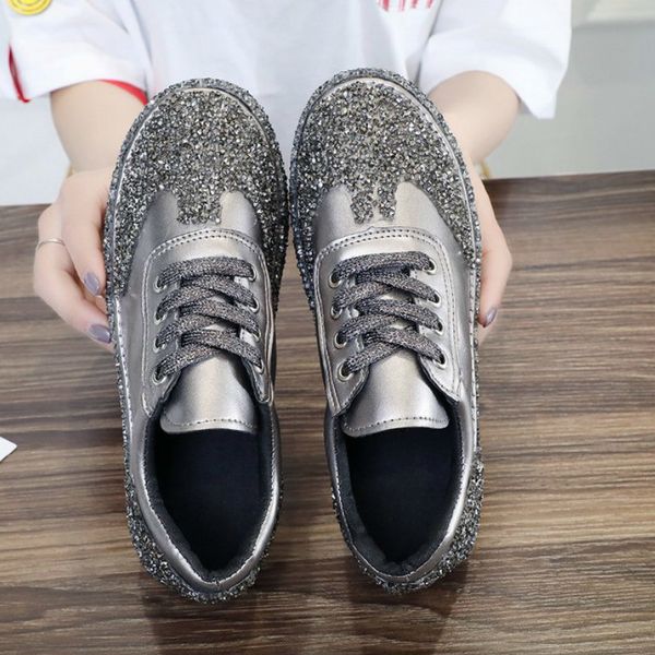 

spring autumn woman running shoes fashion comfortable rhinestone shining woman sports shoes flat bottom sneakers women k2-62