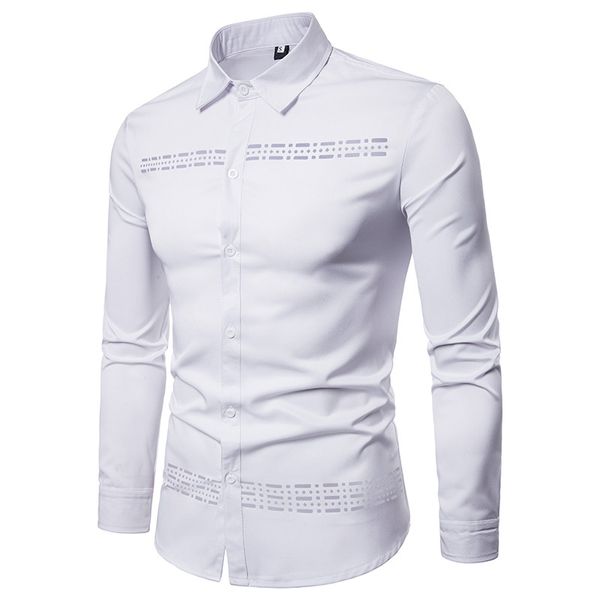 

men's shirt fashion chest up and down hollow design shirt men's high-quality long-sleeved casual banquet, White;black