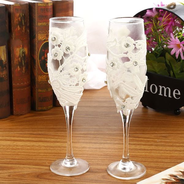 

2pcs set wedding glass creative white dress crystal wedding champagne glasses goblet red wine glass cup wedding decoration other dinnerware