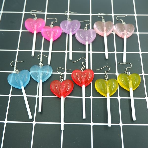 

cute heart lollipop earrings earring candy costume trendy style woman girl jewelry drop shipping, Silver