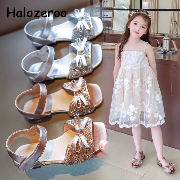

summer kids bow princess sandals children rhinestone brand shoes baby girls black beach sandals fashion dress 2020 new, Black;red
