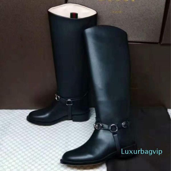 

designer new women's boots black high boots low heel comfortable rider boots big women's shoes factory direct sales