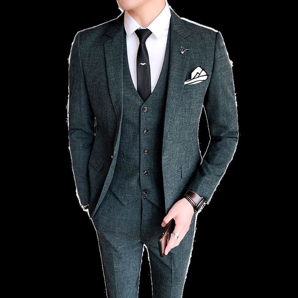 

new 2018 (jacket + vest + pants) business casual high-end blazers 3 piece set / wedding banquet simple boutique suits, White;black