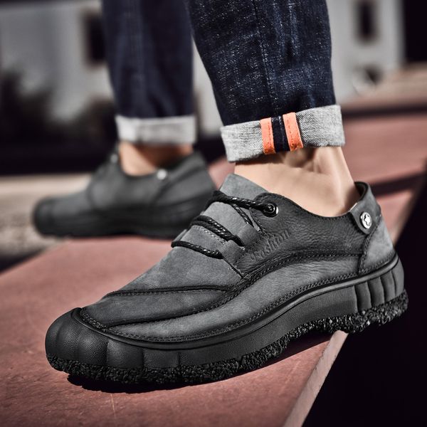 

classic tooling shoe mens genuine leather soft rubber shoes men's sneakers for outdoor trekking hiking tactical shoes ankle boot
