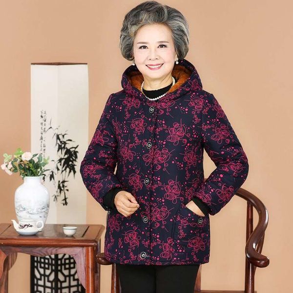 

off season middle aged and elderly people 60-70-year-old 80 middle-aged women dress winter down jacket cotton-padded clothes sho, Blue;black