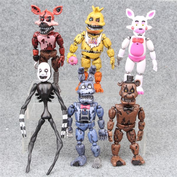 Atacado 6pcs / set PVC de cinco noites no Freddy Action Figure 17 centímetros presente de Natal para Bonnie Foxy Freddy boneca Brinquedos