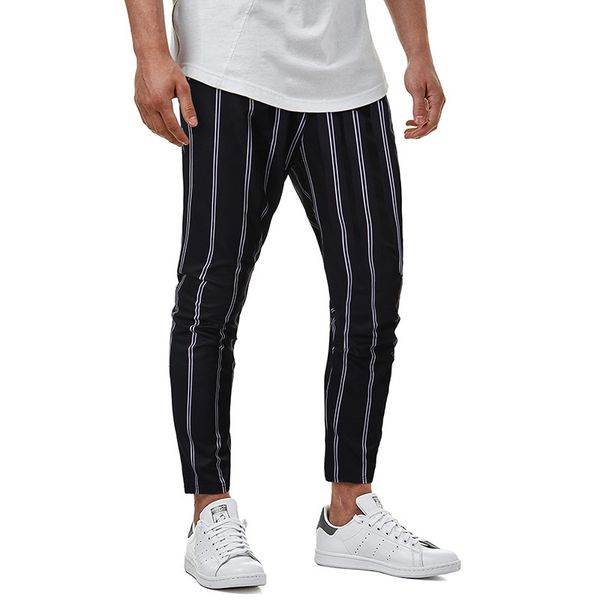 

2019 men's casual knitted plaid trousers, Black;gray