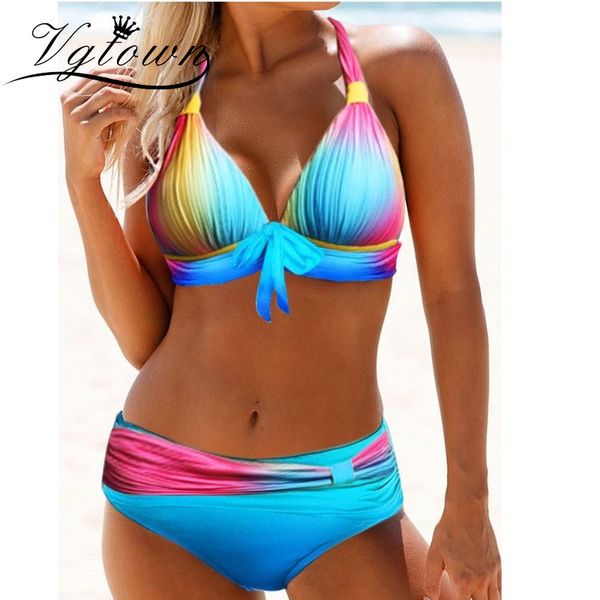

2020 new plus size 8xl womens padded push-up bra tankini bikini set swimsuit low waist bathing suit swimwear two pieces halter