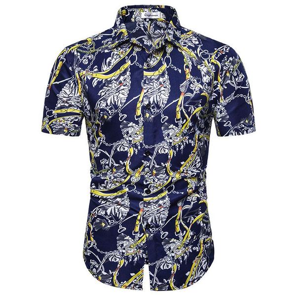 

casual flower blouse men's dress shirts new social shirt for men short sleeve floral summer camisa masculina hawaiian style, White;black