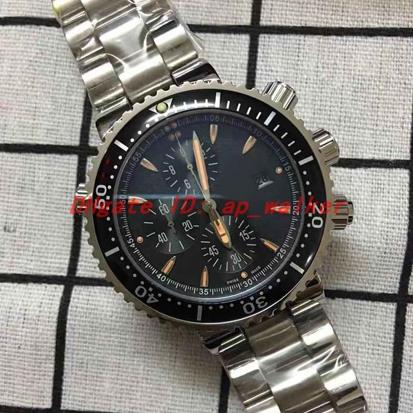 

new relojes de lujo para hombre watches stainless steel metal strap japan quartz movement chronograph subdial work watch, Slivery;brown